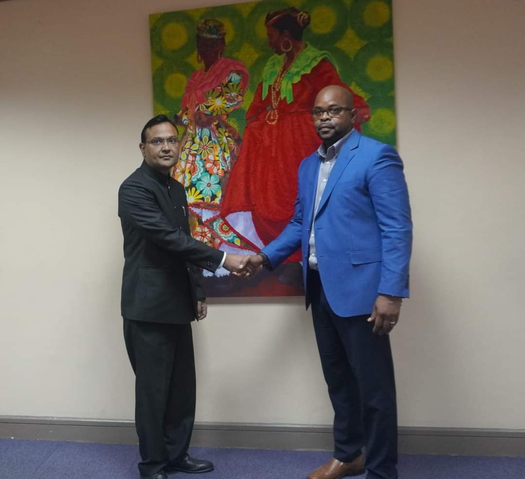 High Commissioner Dr. Pradeep Rajpurohit presented his Letters of Credence from the Hon. President of India to Her Excellency Sylvanie Burton, President of the Commonwealth of Dominica for his appointment as the HC of India to the Commonwealth of Dominica in a ceremony held at the Office of the President on August 12, 2024.